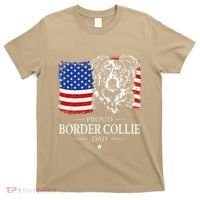 Proud Merle Border Collie Dad American Flag Patriotic Dog T-Shirt thumb 0