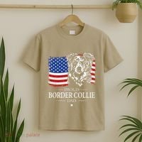 Proud Merle Border Collie Dad American Flag Patriotic Dog T-Shirt thumb 2