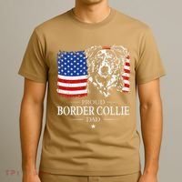 Proud Merle Border Collie Dad American Flag Patriotic Dog T-Shirt thumb 3