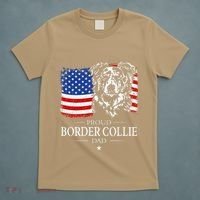 Proud Merle Border Collie Dad American Flag Patriotic Dog T-Shirt thumb 5