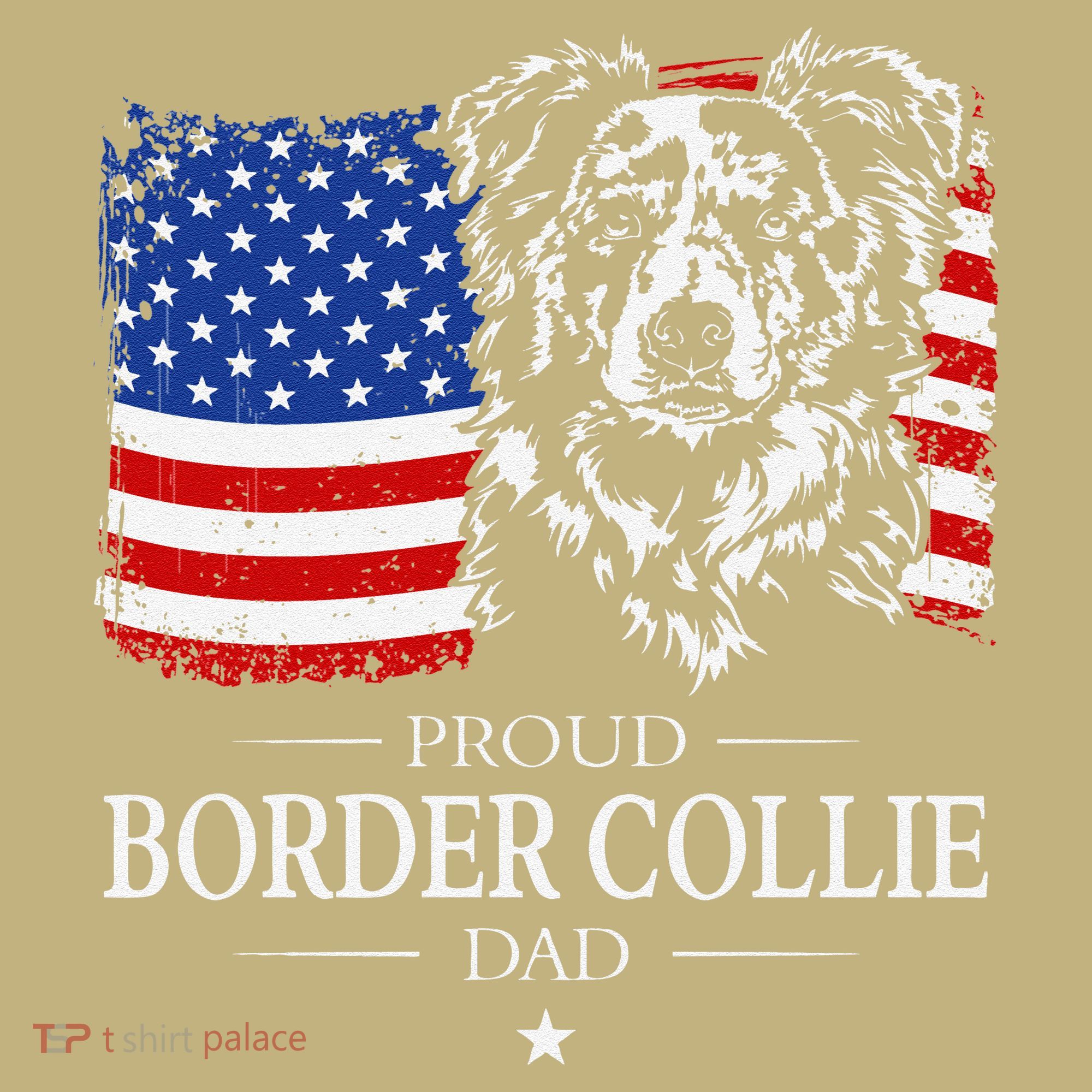 Proud Merle Border Collie Dad American Flag Patriotic Dog Mousepad
