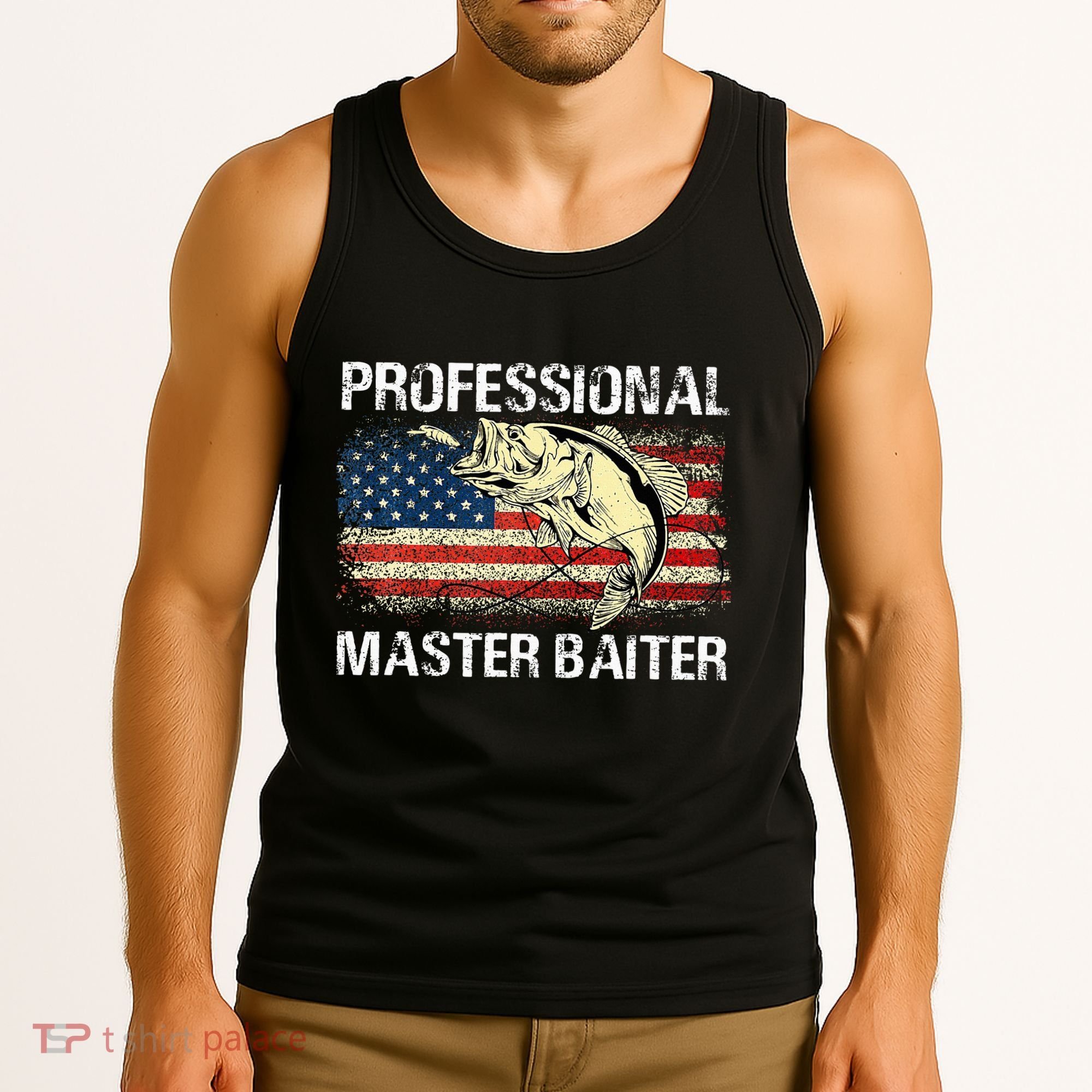 Professional Master Baiter Retro American Flag Tank Top