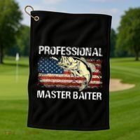 Professional Master Baiter Retro American Flag Golf Towel thumb 1