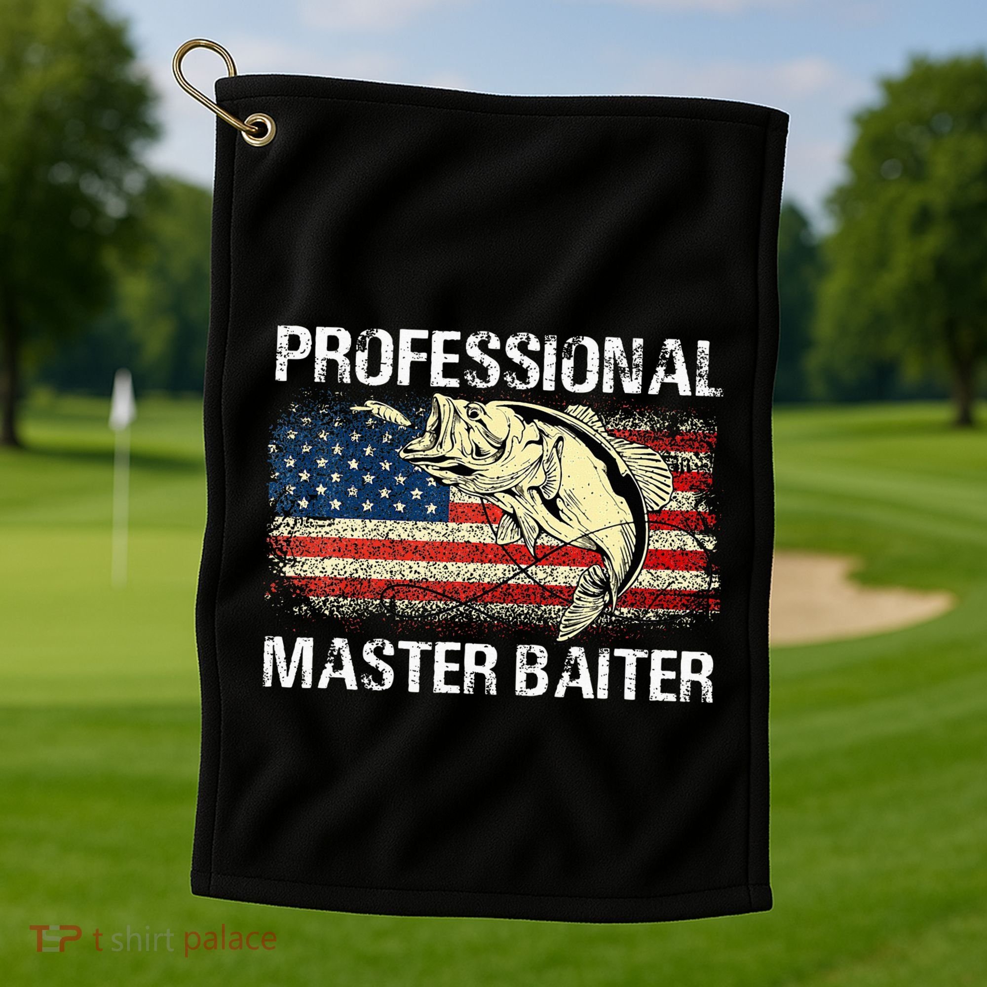 Professional Master Baiter Retro American Flag Golf Towel