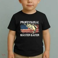 Professional Master Baiter Retro American Flag Toddler T-Shirt thumb 2