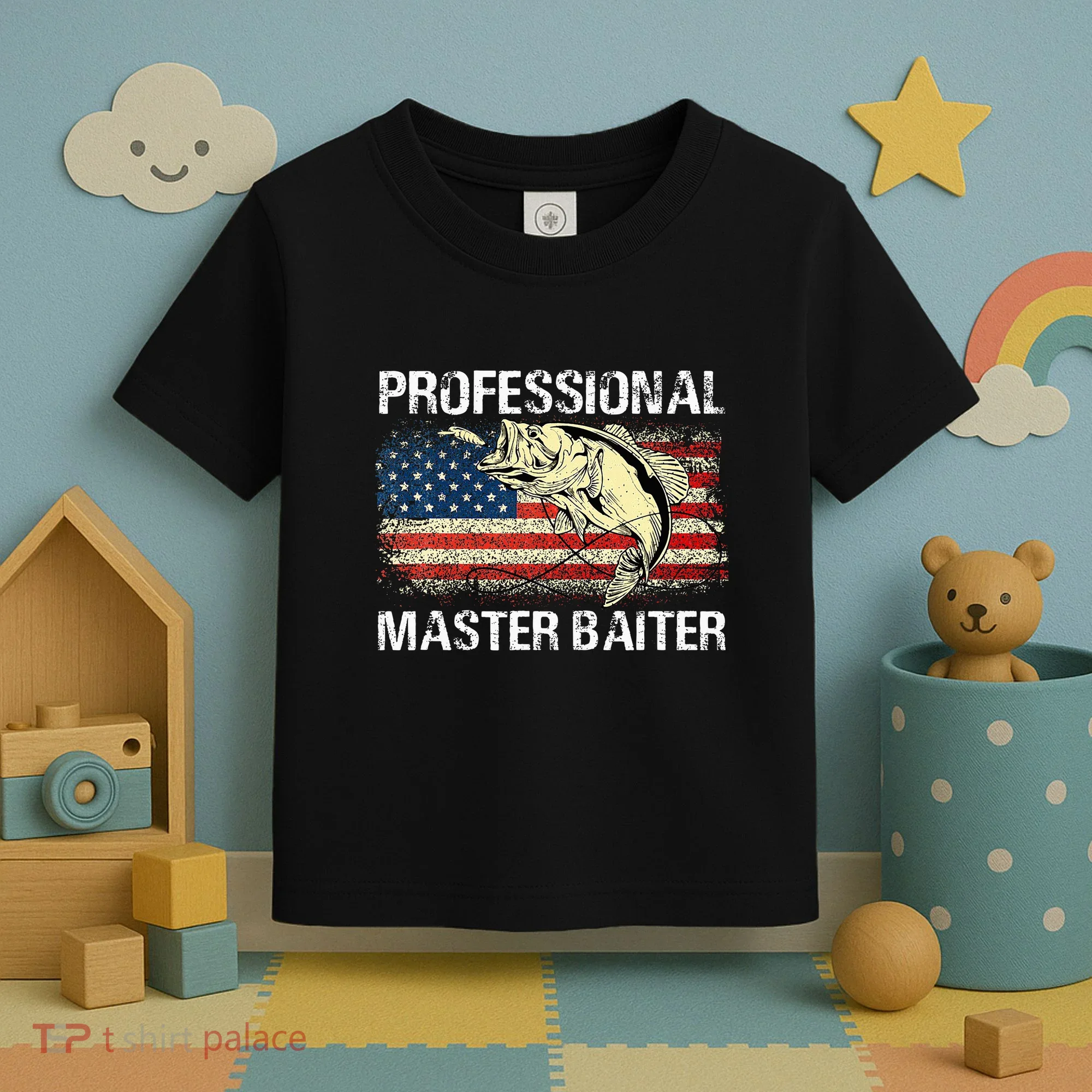 Professional Master Baiter Retro American Flag Toddler T-Shirt