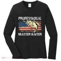 Professional Master Baiter Retro American Flag Women's Long Sleeve Shirt thumb 0