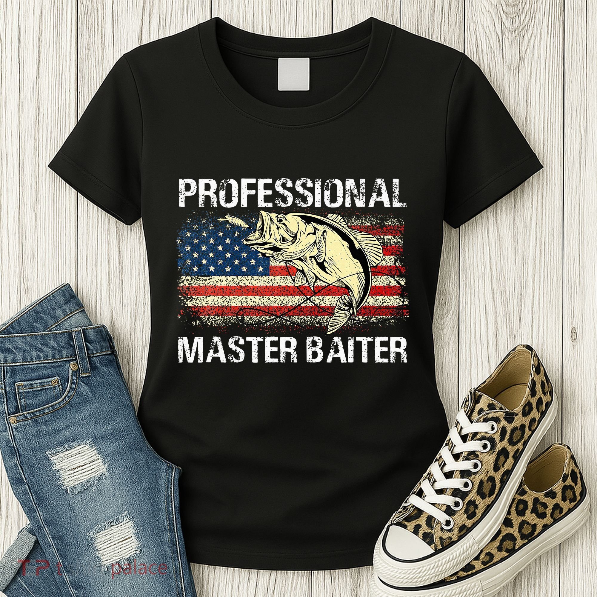 Professional Master Baiter Retro American Flag Women's T-Shirt