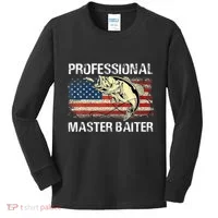 Professional Master Baiter Retro American Flag Kids Long Sleeve Shirt thumb 0