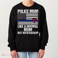 Police Mom Blue Line Flag Heart Women's Sweatshirt thumb 0