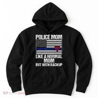 Police Mom Blue Line Flag Heart Hoodie thumb 0