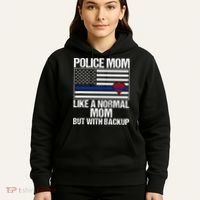 Police Mom Blue Line Flag Heart Hoodie thumb 5
