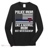 Police Mom Blue Line Flag Heart Long Sleeve Shirt thumb 0