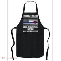 Police Mom Blue Line Flag Heart Apron thumb 0