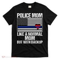 Police Mom Blue Line Flag Heart T-Shirt thumb 0