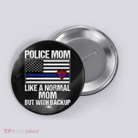 Police Mom Blue Line Flag Heart Button thumb 0