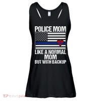 Police Mom Blue Line Flag Heart Ladies Essential Flowy Tank thumb 0