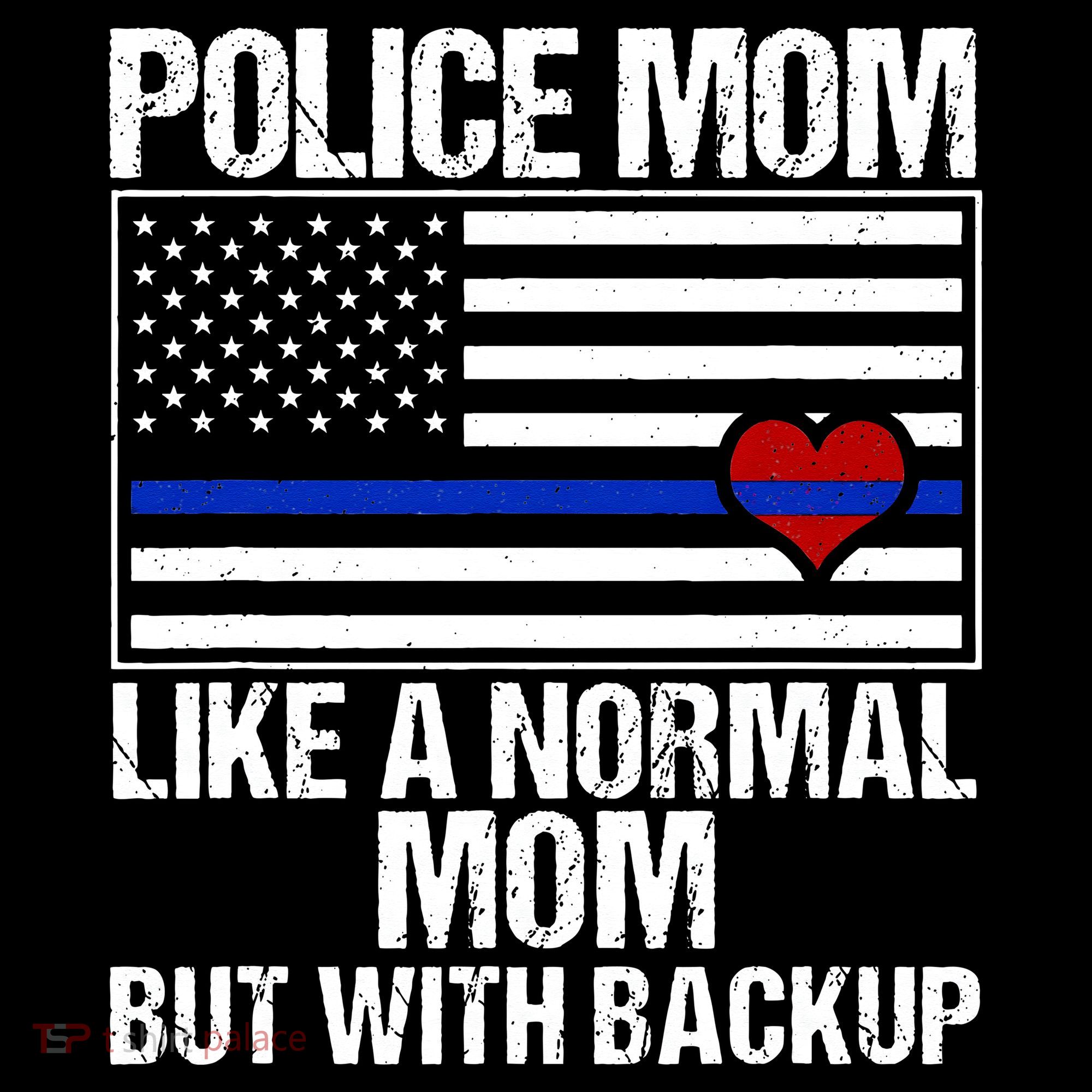 Police Mom Blue Line Flag Heart Women's Hoodie