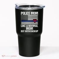 Police Mom Blue Line Flag Heart Tumbler thumb 0