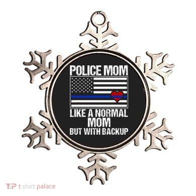 Police Mom Blue Line Flag Heart Ornament