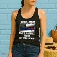 Police Mom Blue Line Flag Heart Women's Tank Top thumb 2