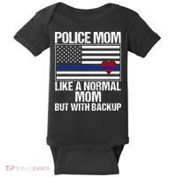 Police Mom Blue Line Flag Heart Baby Bodysuit thumb 0