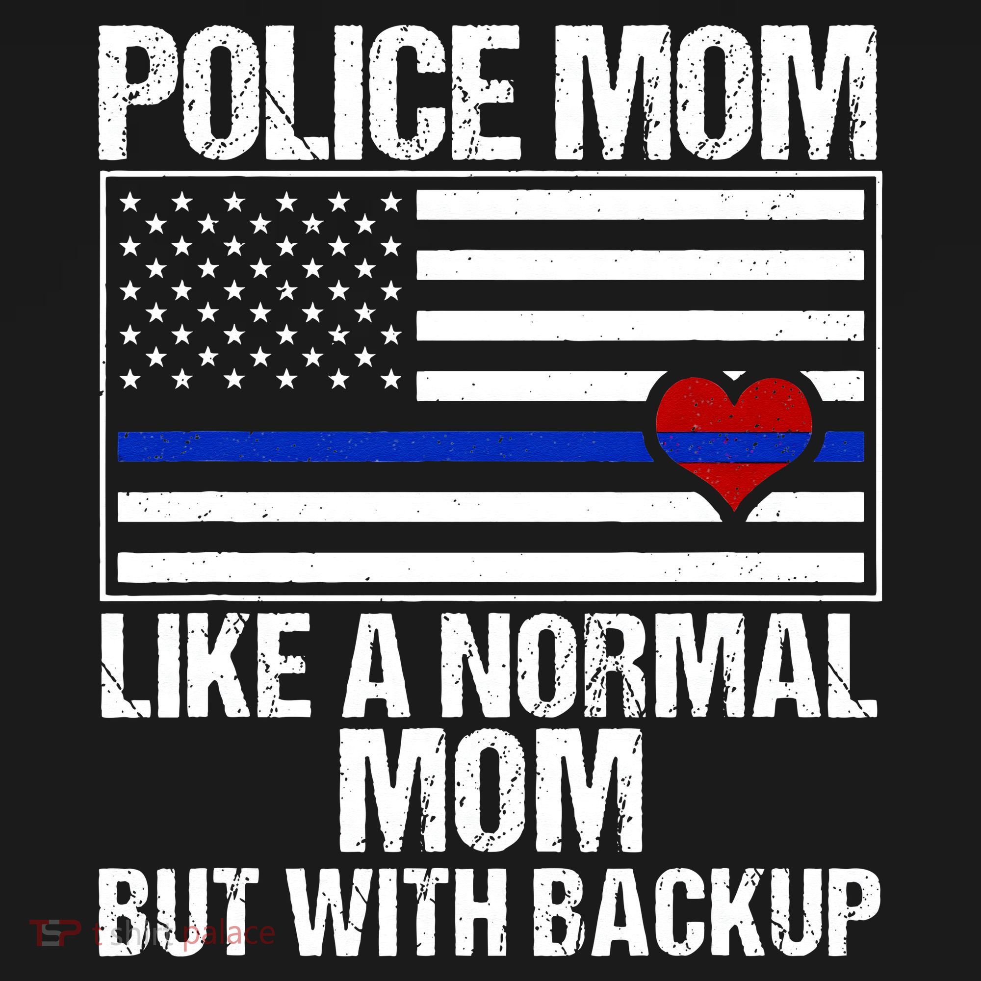 Police Mom Blue Line Flag Heart Baby Bodysuit