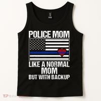 Police Mom Blue Line Flag Heart Tank Top thumb 2