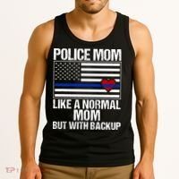 Police Mom Blue Line Flag Heart Tank Top thumb 3