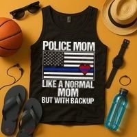 Police Mom Blue Line Flag Heart Tank Top thumb 4