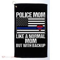 Police Mom Blue Line Flag Heart Golf Towel thumb 0