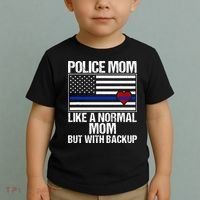 Police Mom Blue Line Flag Heart Toddler T-Shirt thumb 2
