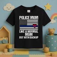 Police Mom Blue Line Flag Heart Toddler T-Shirt thumb 3