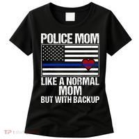 Police Mom Blue Line Flag Heart Women's T-Shirt thumb 0