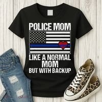 Police Mom Blue Line Flag Heart Women's T-Shirt thumb 3
