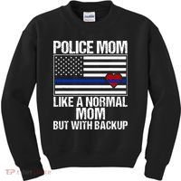 Police Mom Blue Line Flag Heart Kids Sweatshirt thumb 0