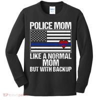 Police Mom Blue Line Flag Heart Kids Long Sleeve Shirt thumb 0