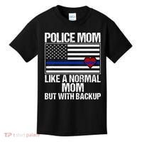 Police Mom Blue Line Flag Heart Kids T-Shirt thumb 0