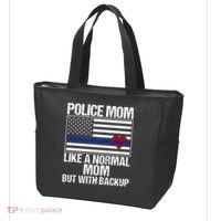 Police Mom Blue Line Flag Heart Tote Bag thumb 3
