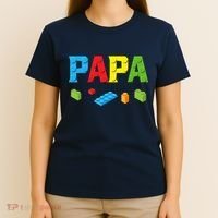 Papa Master Builder Building Bricks Blocks Family Set Parent T-Shirt thumb 4