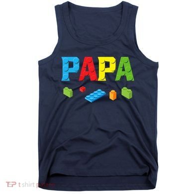 Papa Master Builder Building Bricks Blocks Family Set Parent Tank Top