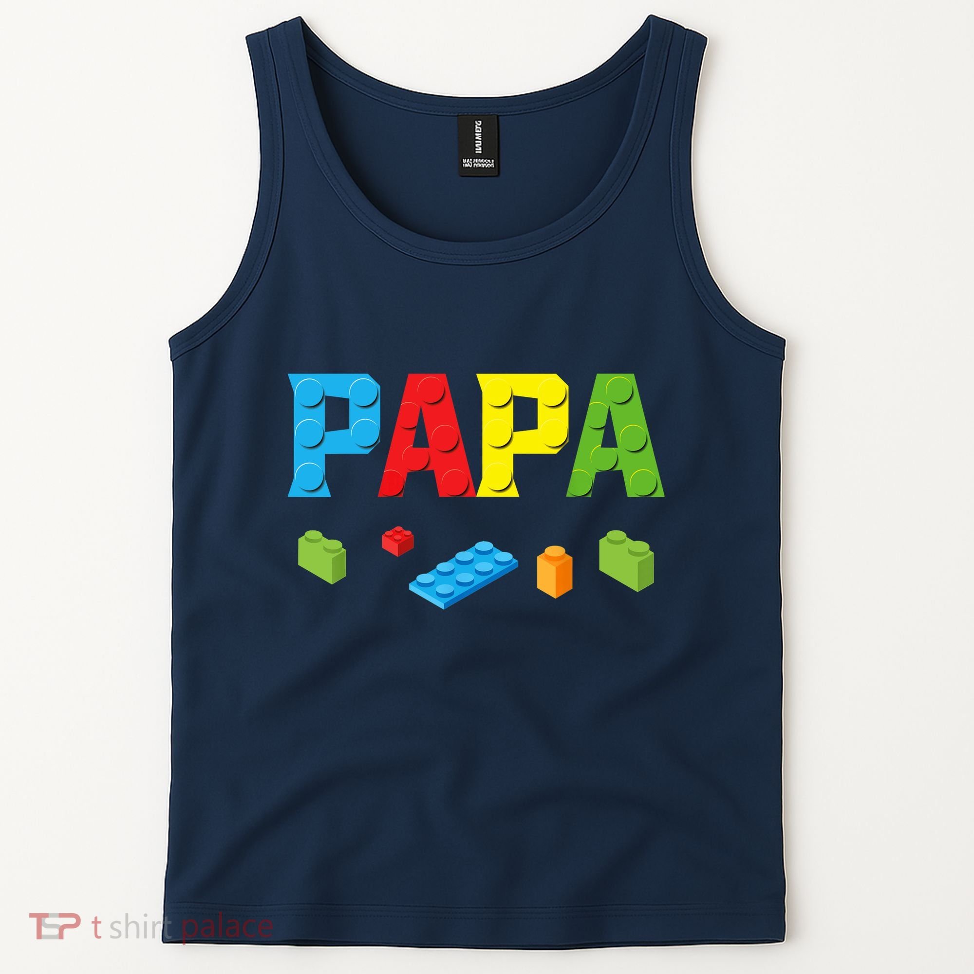 Papa Master Builder Building Bricks Blocks Family Set Parent Tank Top
