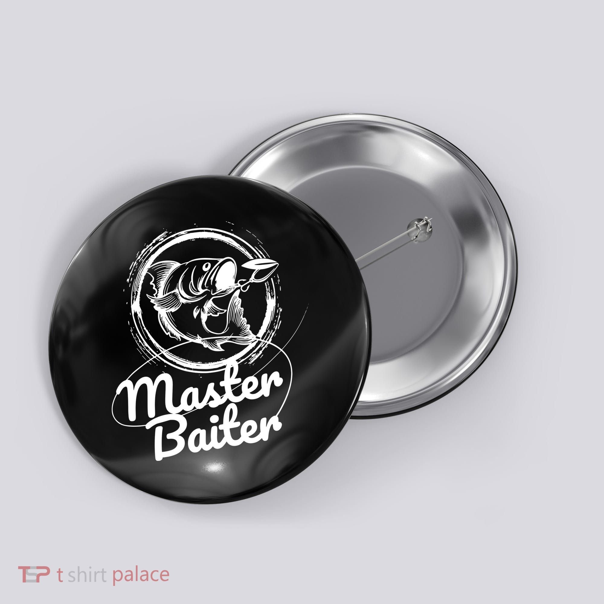 Professional Master Baiter Retro American Flag Funny Fishing Button