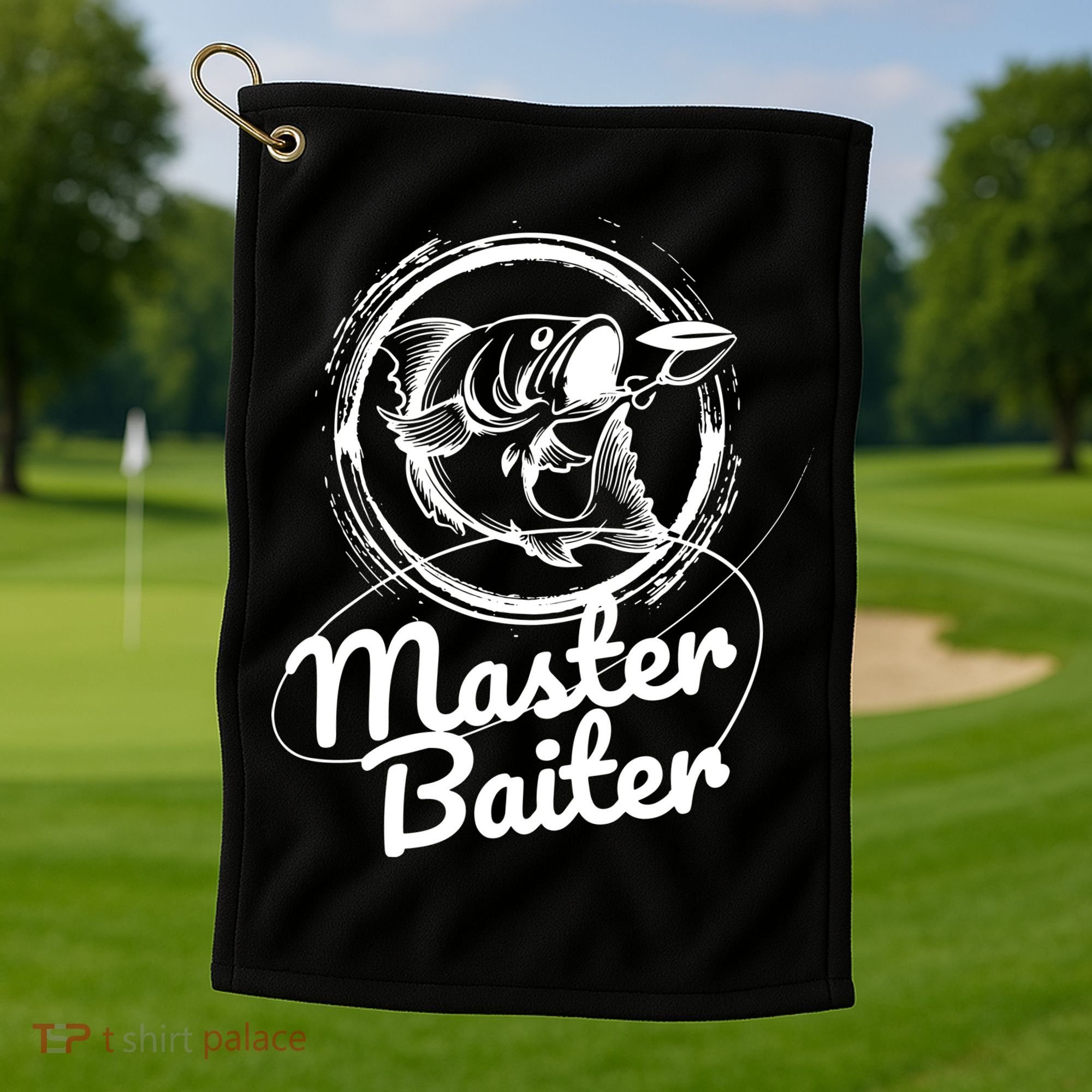 Professional Master Baiter Retro American Flag Funny Fishing Golf Towel
