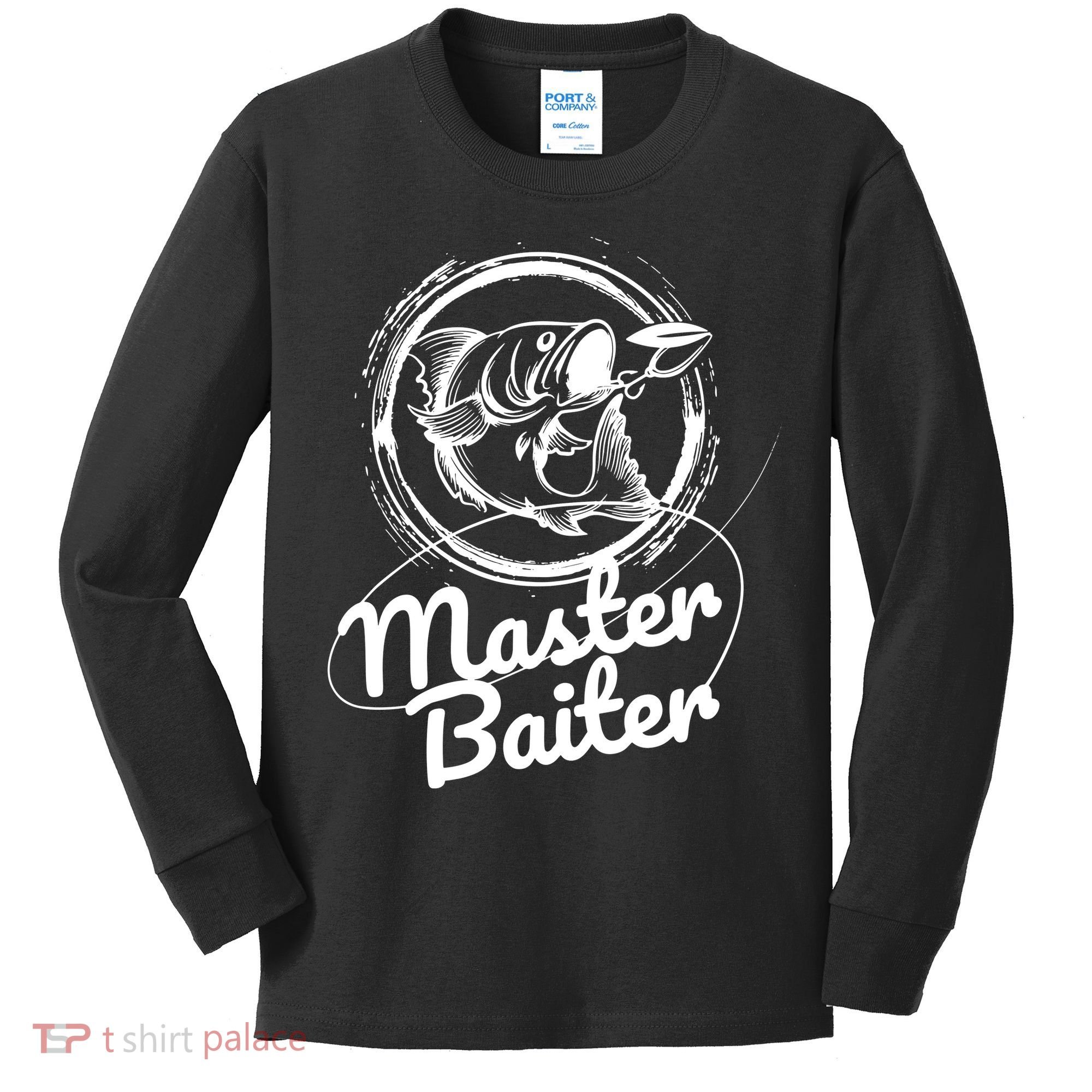 Professional Master Baiter Retro American Flag Funny Fishing Kids Long Sleeve Shirt