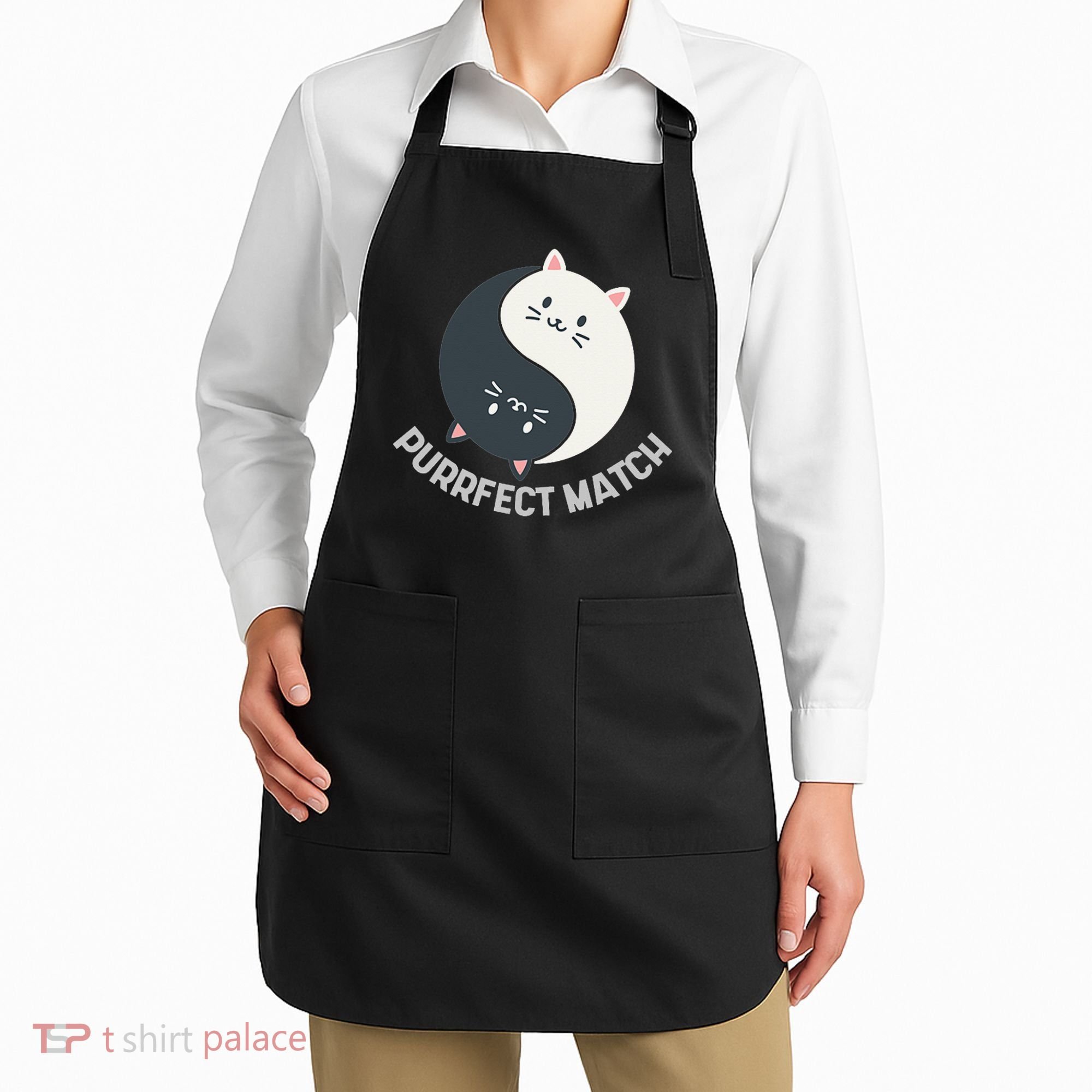 Purrfect Match Balance Cats Cute Kawaii Art Apron