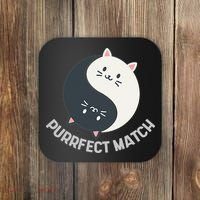 Purrfect Match Balance Cats Cute Kawaii Art Coaster thumb 0