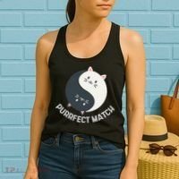 Purrfect Match Balance Cats Cute Kawaii Art Women's Tank Top thumb 2