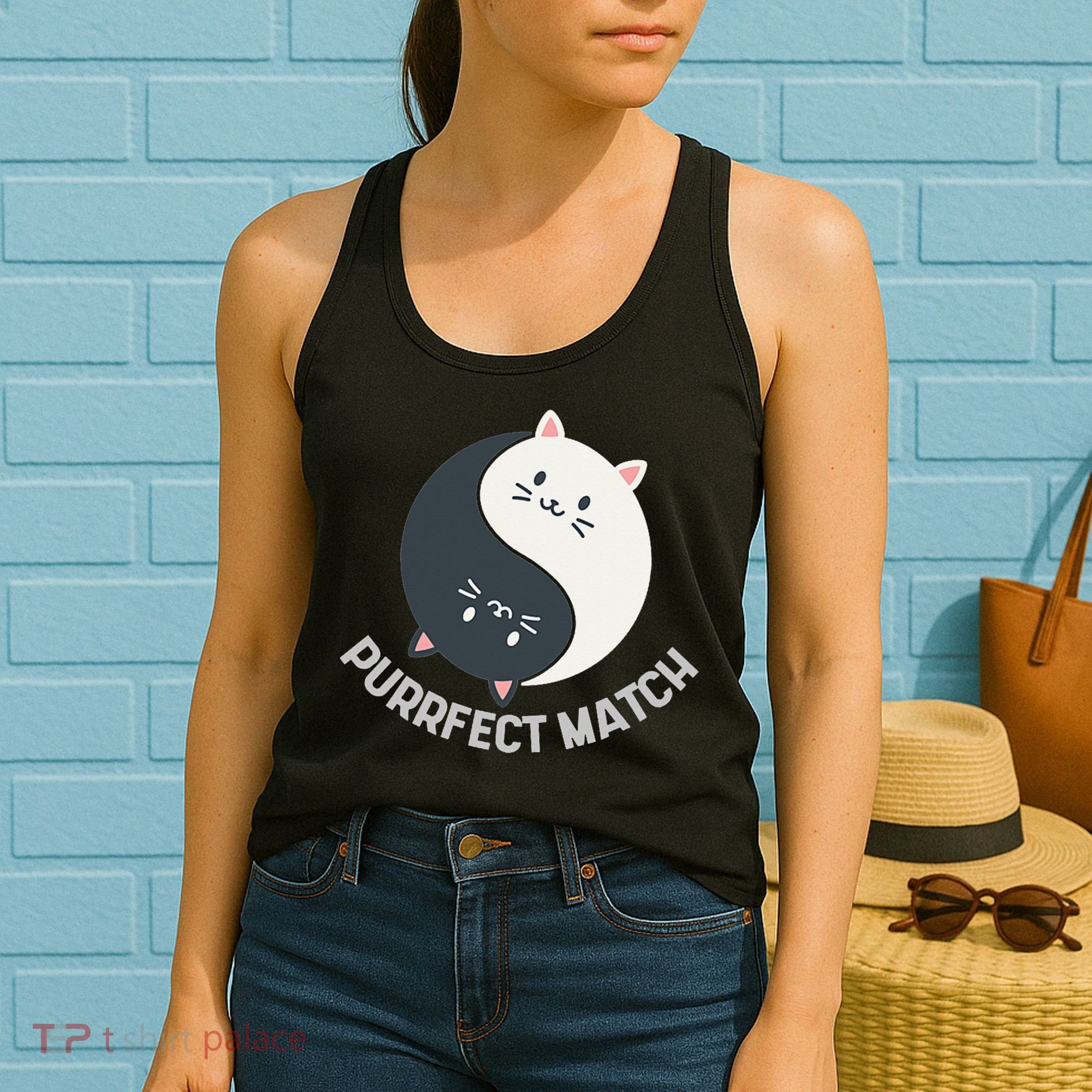 Purrfect Match Balance Cats Cute Kawaii Art Women's Tank Top