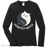 Purrfect Match Balance Cats Cute Kawaii Art Women's Long Sleeve Shirt thumb 0